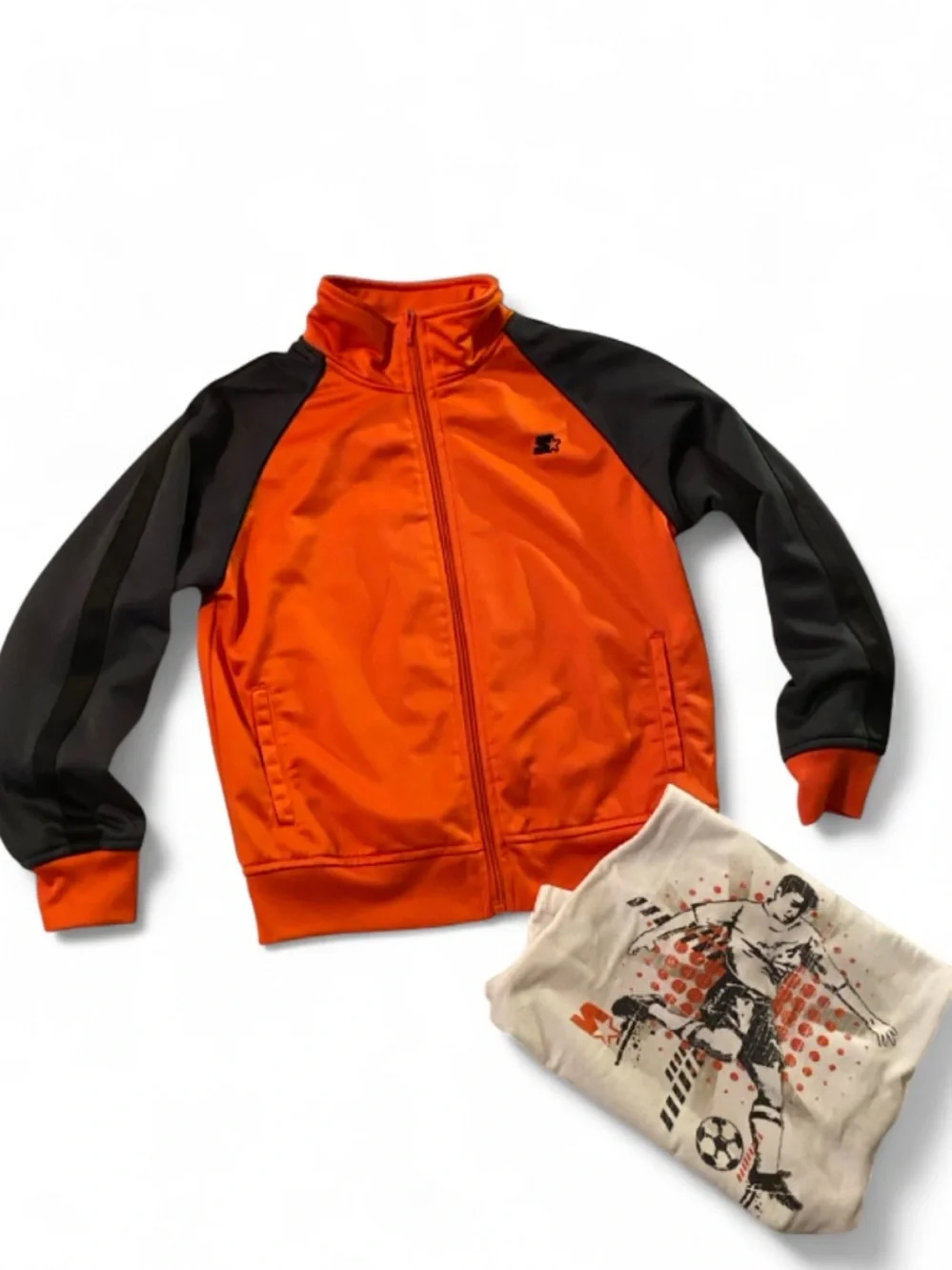 STARTER Orange and Gray Kids Zip Track Jacket